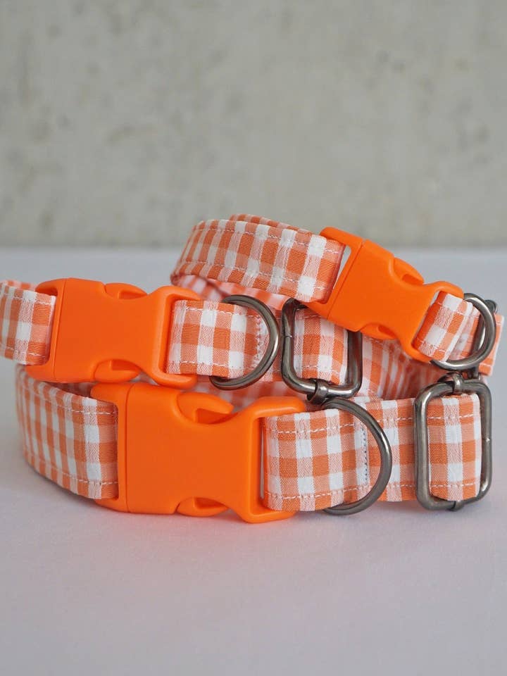 Collar de perro a cuadros naranja para venta al por mayor de kiwi & WILLOW