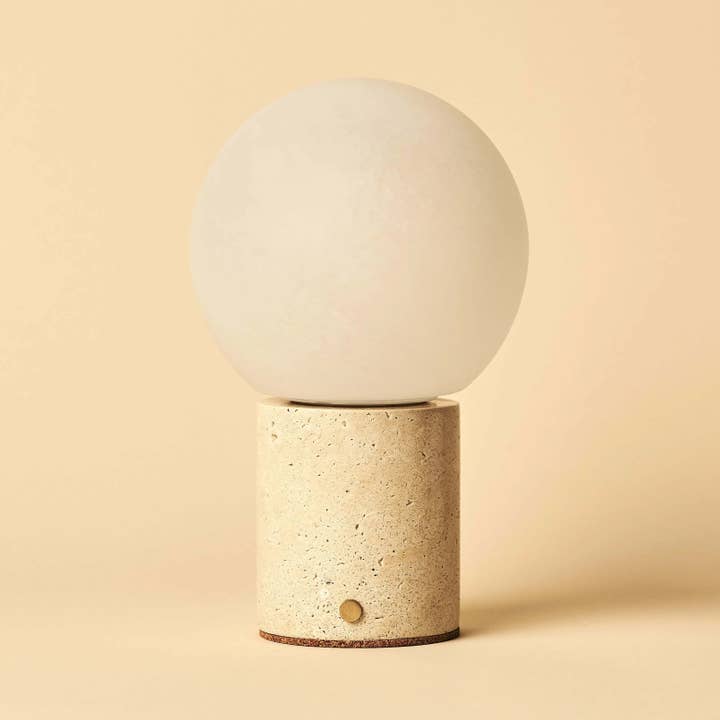 Tavellio - Wholesale Accent/Desk Lamp - Metsu Beige / Travertino Classico – Classic Travertine Rechargeable Table Lamp with 3 Light Colors & Dimming Function4