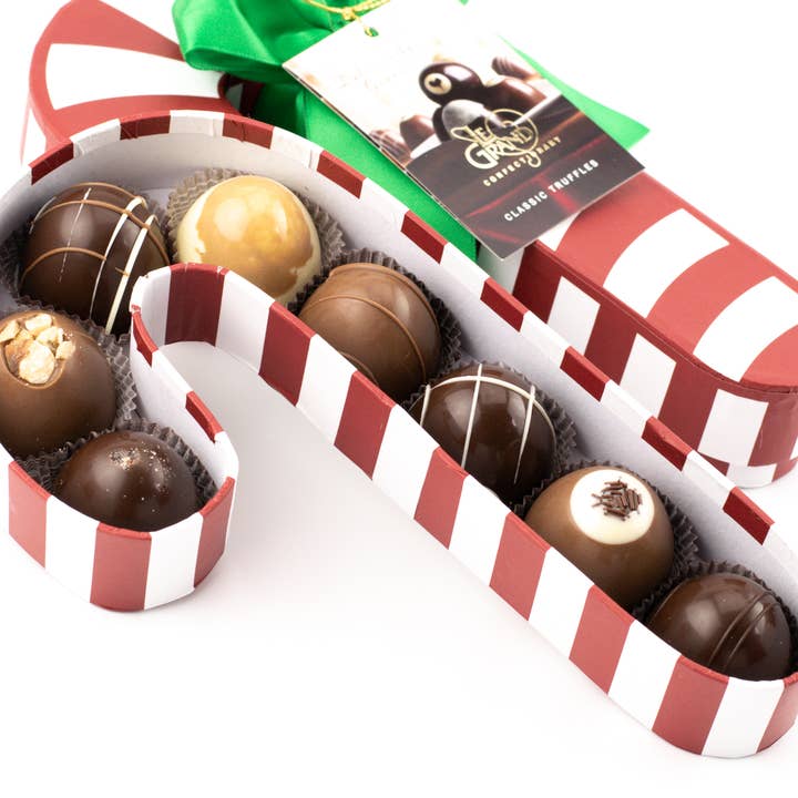 Le Grand Confectionary - Wholesale Chocolate Box - Candy Cane - 8 pc Petite Chocolate Truffle Box - Christmas