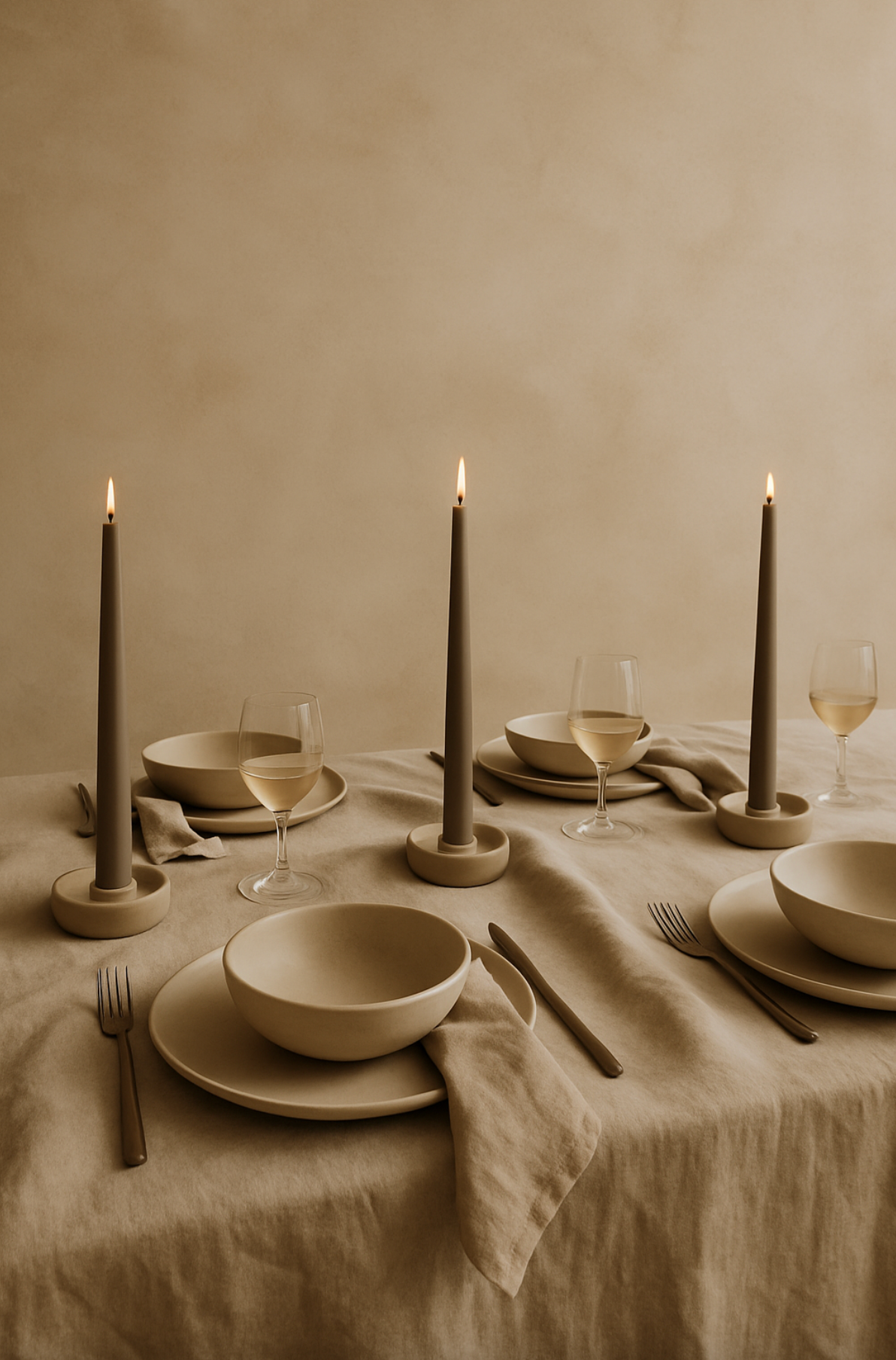 Elan Bazaar - Wholesale Tapered Candle/Candlestick - 24 Minimalistic Taupe Smokeless Dripless Taper Candles  1