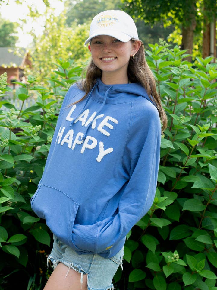 Lake Happy Kapuzensweatshirt Chenille aus gebleichtem Denim für den Großhandel von Lake Happy
