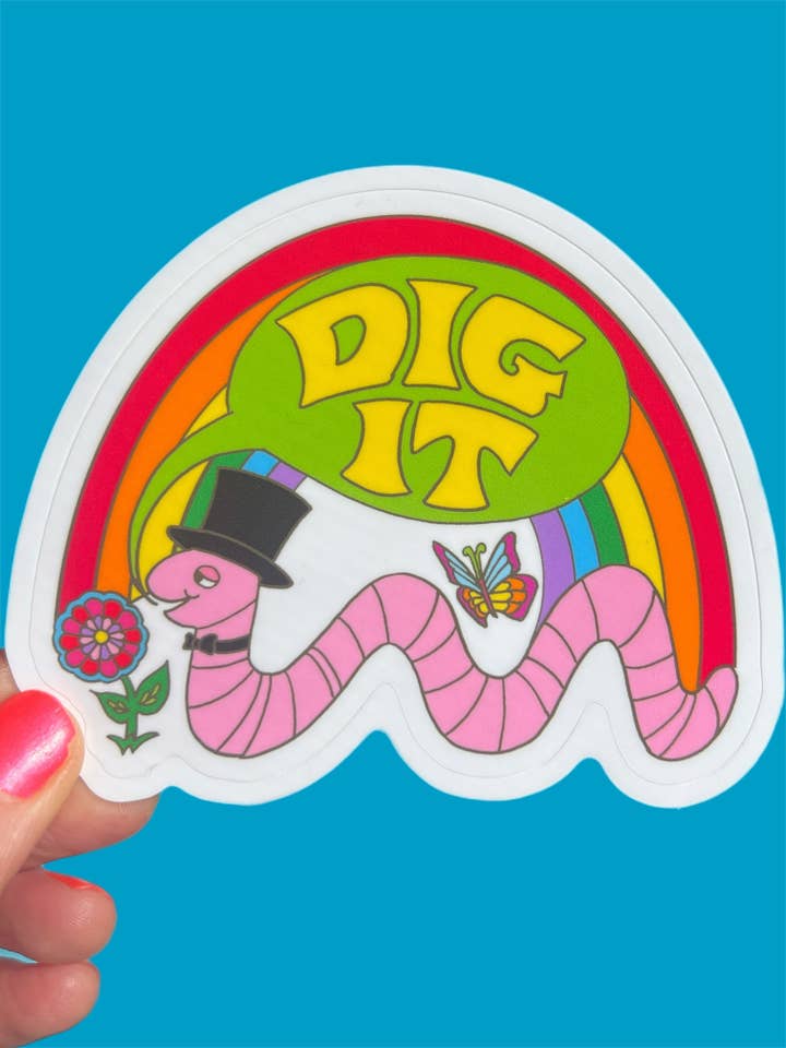3 Inch Sticker Dig It Worm for wholesale by Astral Weekend