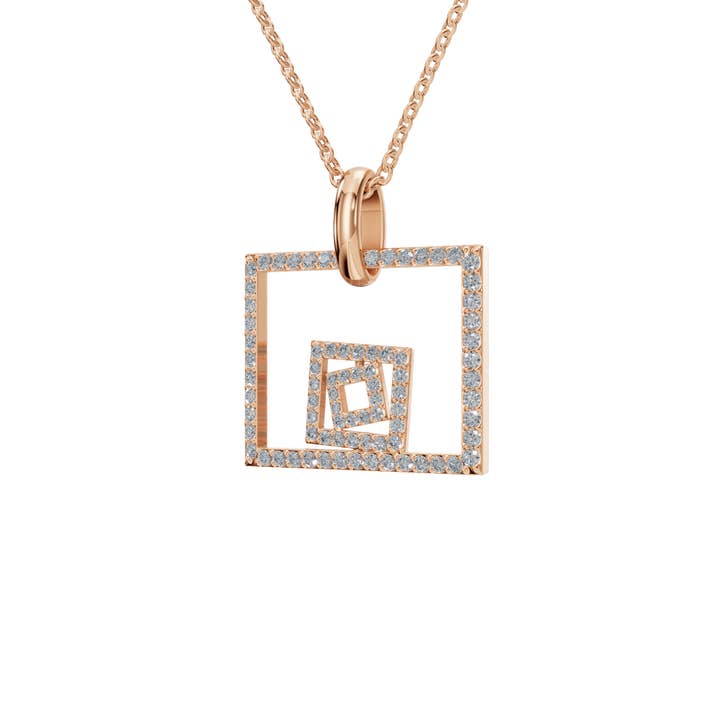 PureYou Jewelry - Wholesale Pendant/Charm Necklace - 14K Gold Diamond Square Necklace, Dainty Layering Necklace9