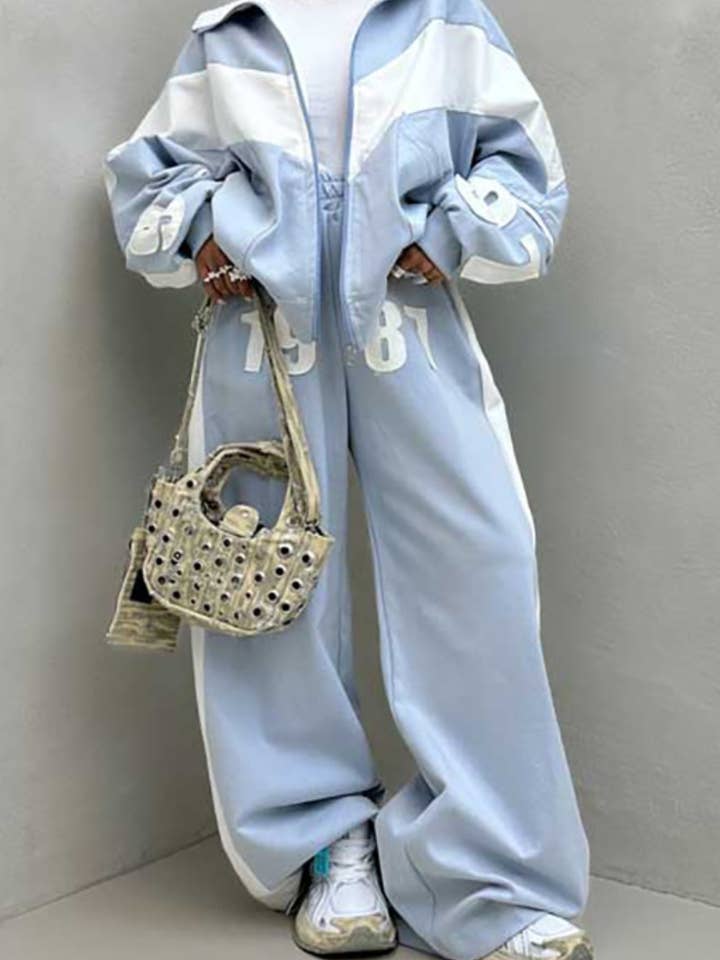 NINEXIS - Wholesale Top & Pant Set (NOT Loungewear) - Women's - CWSS0805_CONTRASTING COLOR LONG SLEEVE JACKET PANTS SUIT