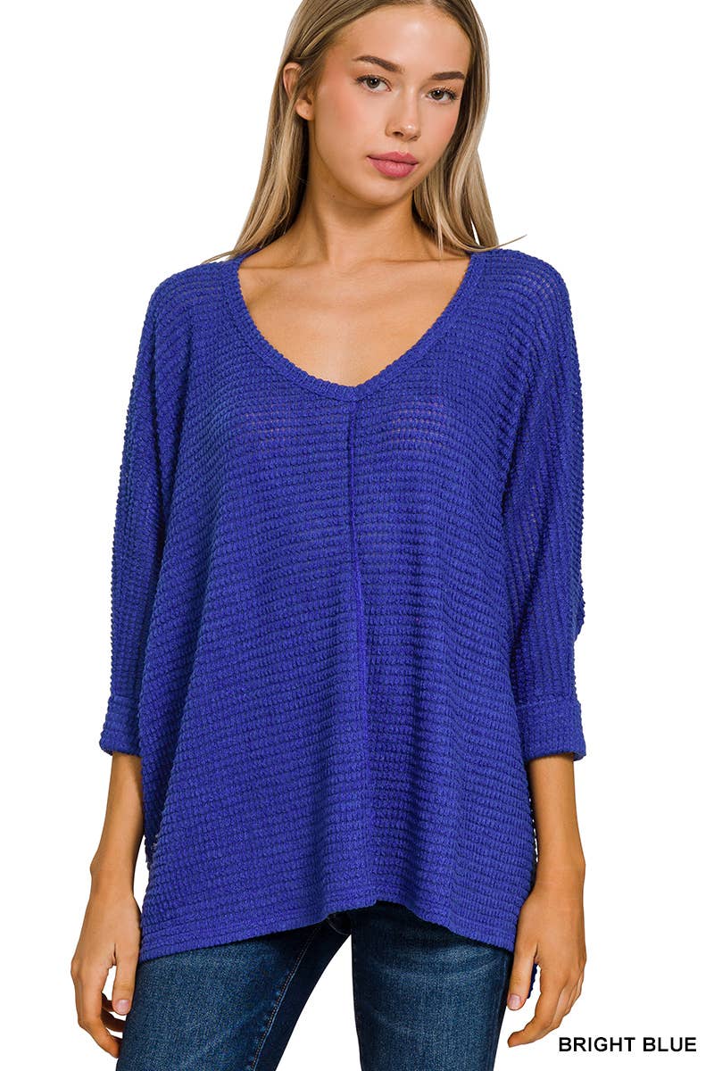 42POPS - Wholesale Knit Sweater - Women's - `.V Neck Hi Low Hem Jacquard Sweater24