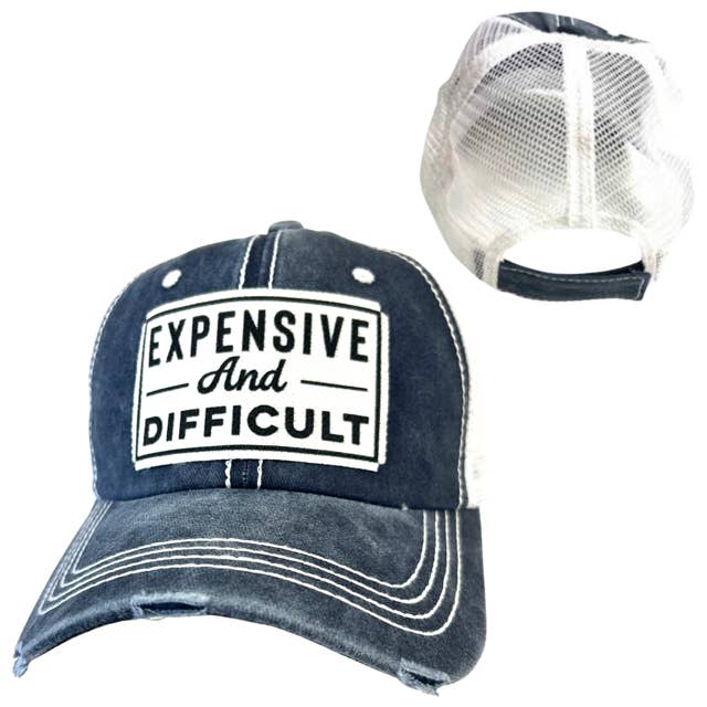 dkhandmade - Wholesale Trucker Hat - Unisex - EXPENSIVE AND DIFFICULT | UNISEX HAT | DISTRESSED1
