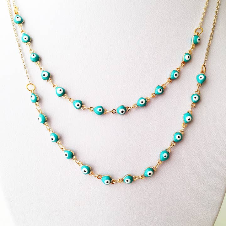 Evileyefavor - Wholesale Beaded/Pearl Necklace - Evil Eye Necklace, Evil Eye Bead Necklace, Tiny Evil Eye Charms, Blue Evil Eye Necklace6