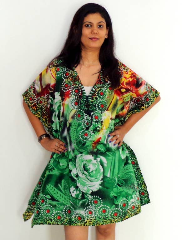 Meghcraft - Wholesale Kaftan - Women's - Assorted Vintage Recycled Silk Kaftan Mini Dress Top Poncho5