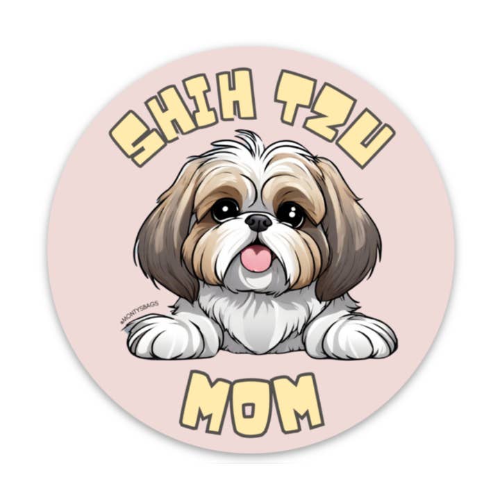 Shih Tzu Dog Mom Vinyl Sticker for wholesale by Monty's Bags