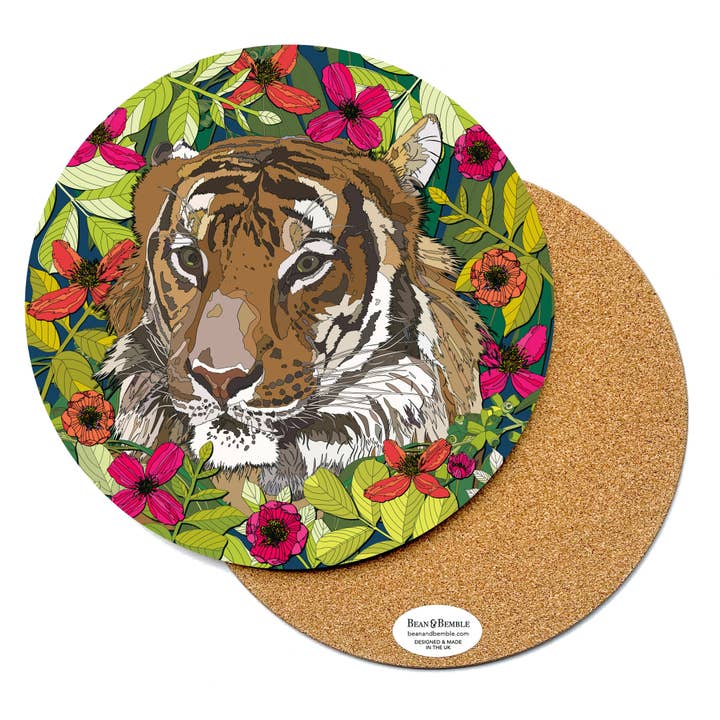 Bean and Bemble - Wholesale Placemat - Placemat Large Round Melamine Wooden Wild Cat Tiger