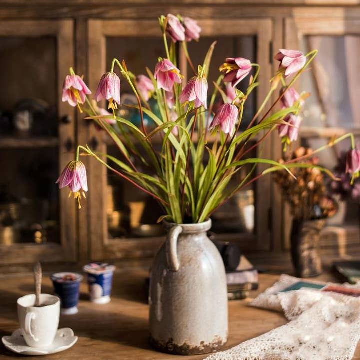Rustic Reach - Wholesale Artificial Flowers - Silk Fritillaries Lily Flower Stem in Pink or Purple 26" Tal