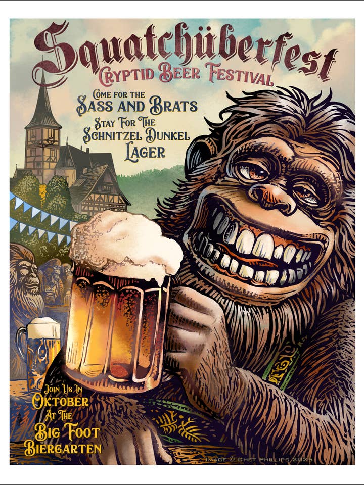 Squatchtüberfest- 11 x 14 print for wholesale by ChetArt