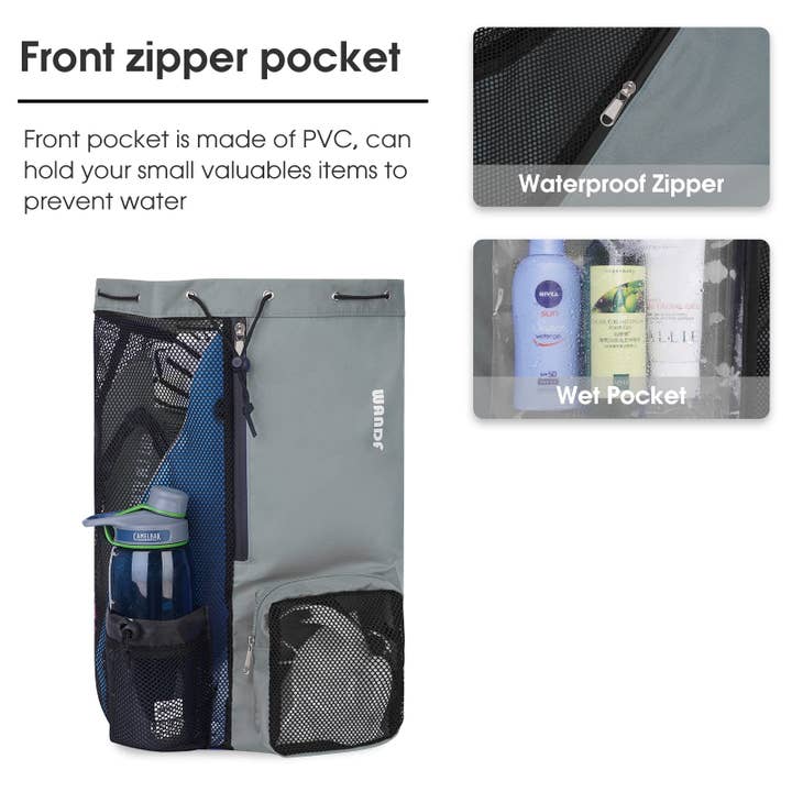 wandf - Wholesale Beach bag - WANDF Mesh Drawstring Backpack with Wet Pocket Beach Bag20