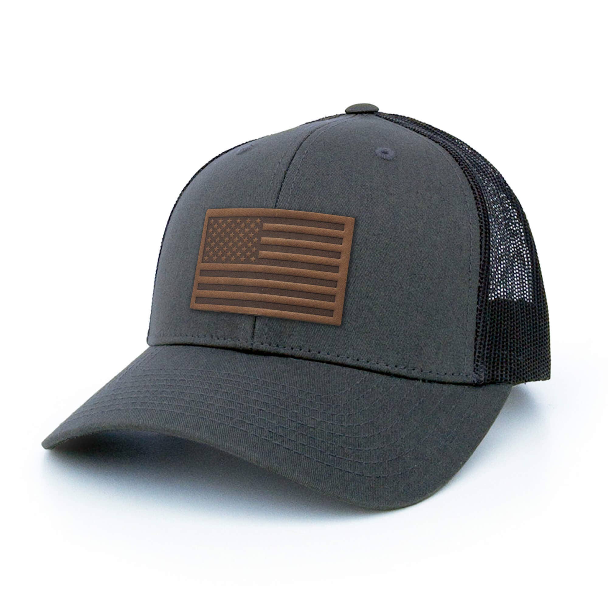 Byward Outfitters - Wholesale Trucker Hat - Unisex - American Flag Leather Patch Hat3