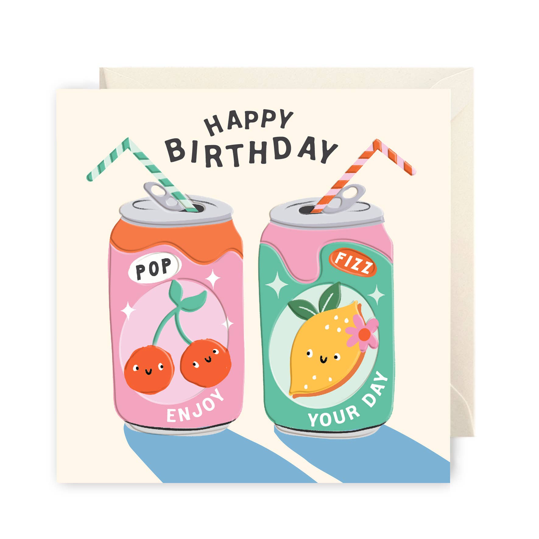 Rosanna Rossi – wholesale Birthday card – Happy Birthday fizzy drink cans0