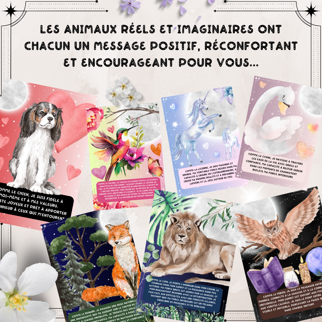 Les Moonettes - Venta al por mayor Cartas del tarot - Cartas de Afirmaciones Positivas Animales de Luz (32 cartas)2
