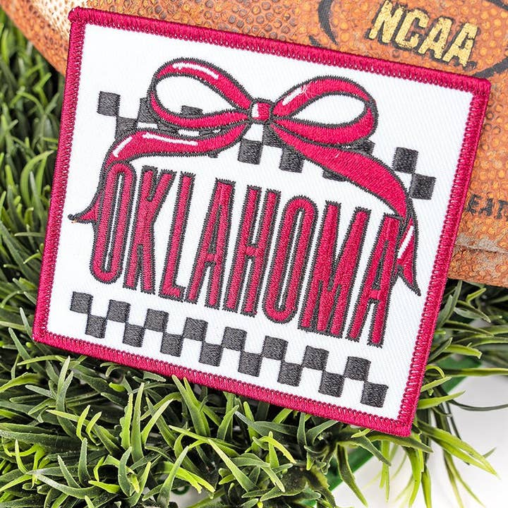 Wholesale Accessory Market - Wholesale Patch - Bow Oklahoma Check Embroidered Patch