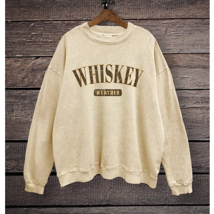 VINTAGE POINT USA - Vente T-shirt à imprimés – femme - SWD385-P6990 SWEATSHIRT DÉLAVÉ MINÉRAL WHISKEY WEATHER0
