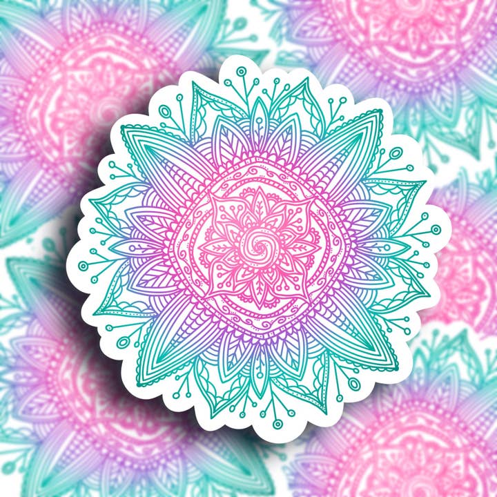 Autocollant individuel imperméable Mandala pour la vente par Stand Tall and Create