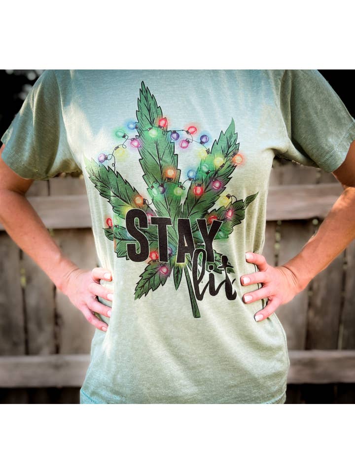 Outer Place - Wholesale Screen Printed T-Shirt - Women's - Stay Lit Christmas Holiday Tee