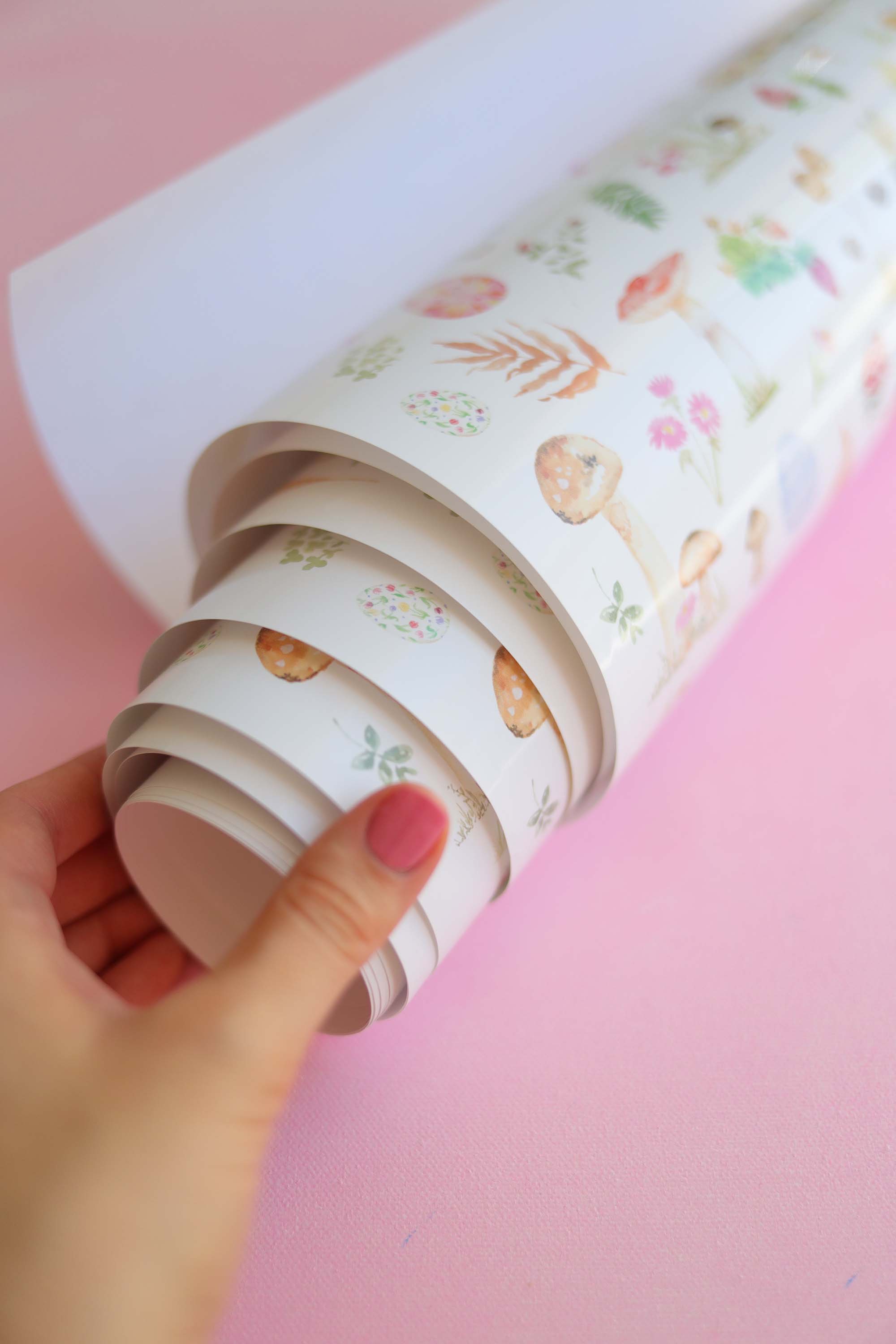 Stephanie Tara Stationery – Engroshandel Engangsbordløber – bordløber -akvarel påske kaniner og svampe print1