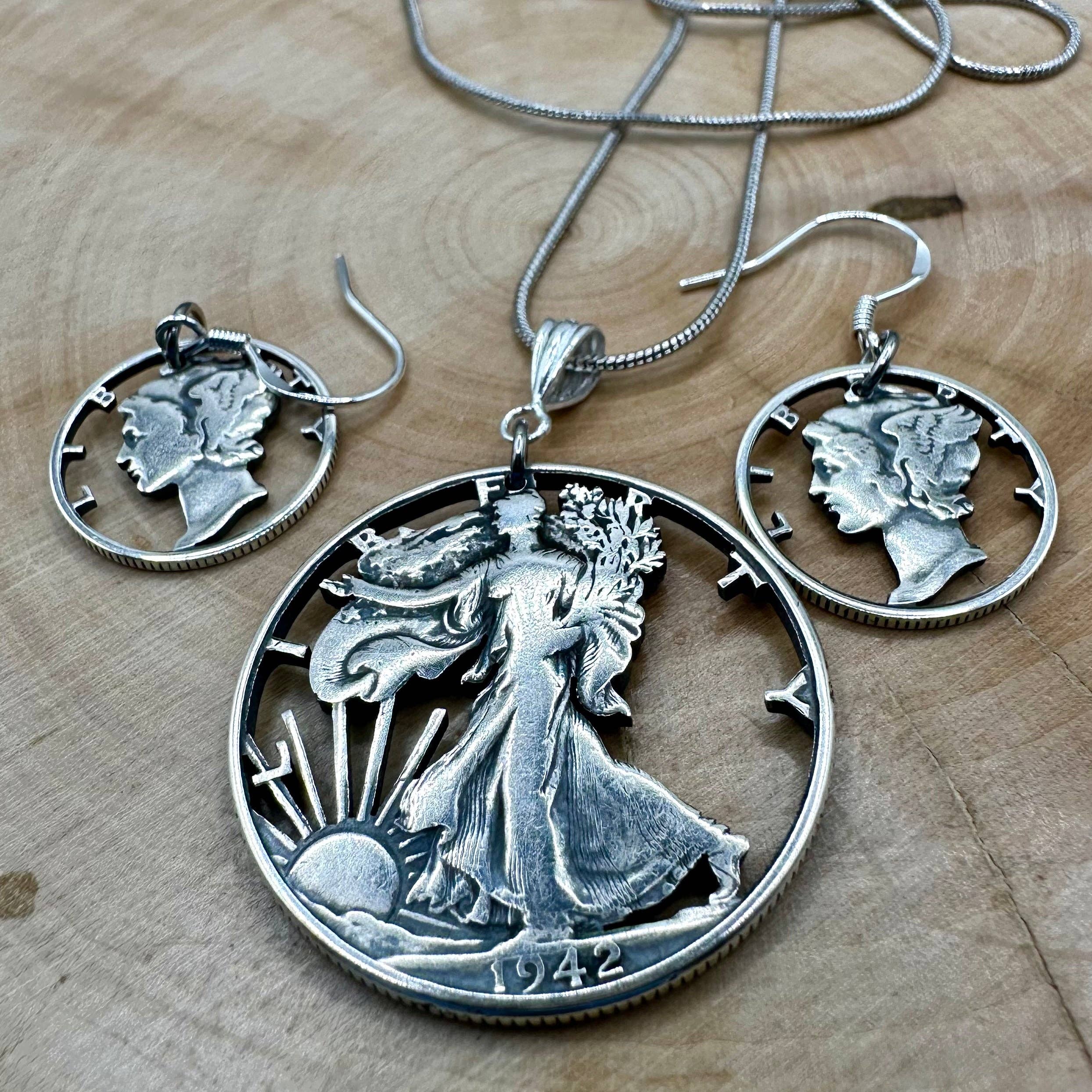 Mountainstruck Coin Rings and Jewelry - Wholesale Jewelry Set - U.S. Lady Liberty Hand Cut Silver Coin Collection1