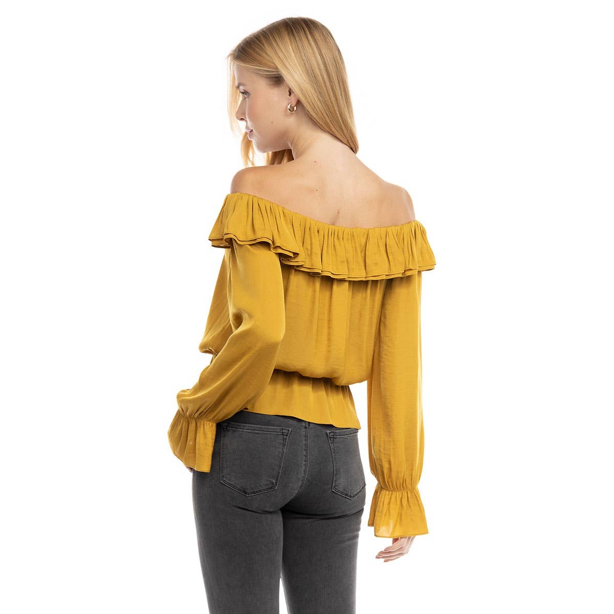 Naked Zebra Rack - Wholesale Blouse - Women's - Off Shoulder Long Sleeve Peplum Blouse10