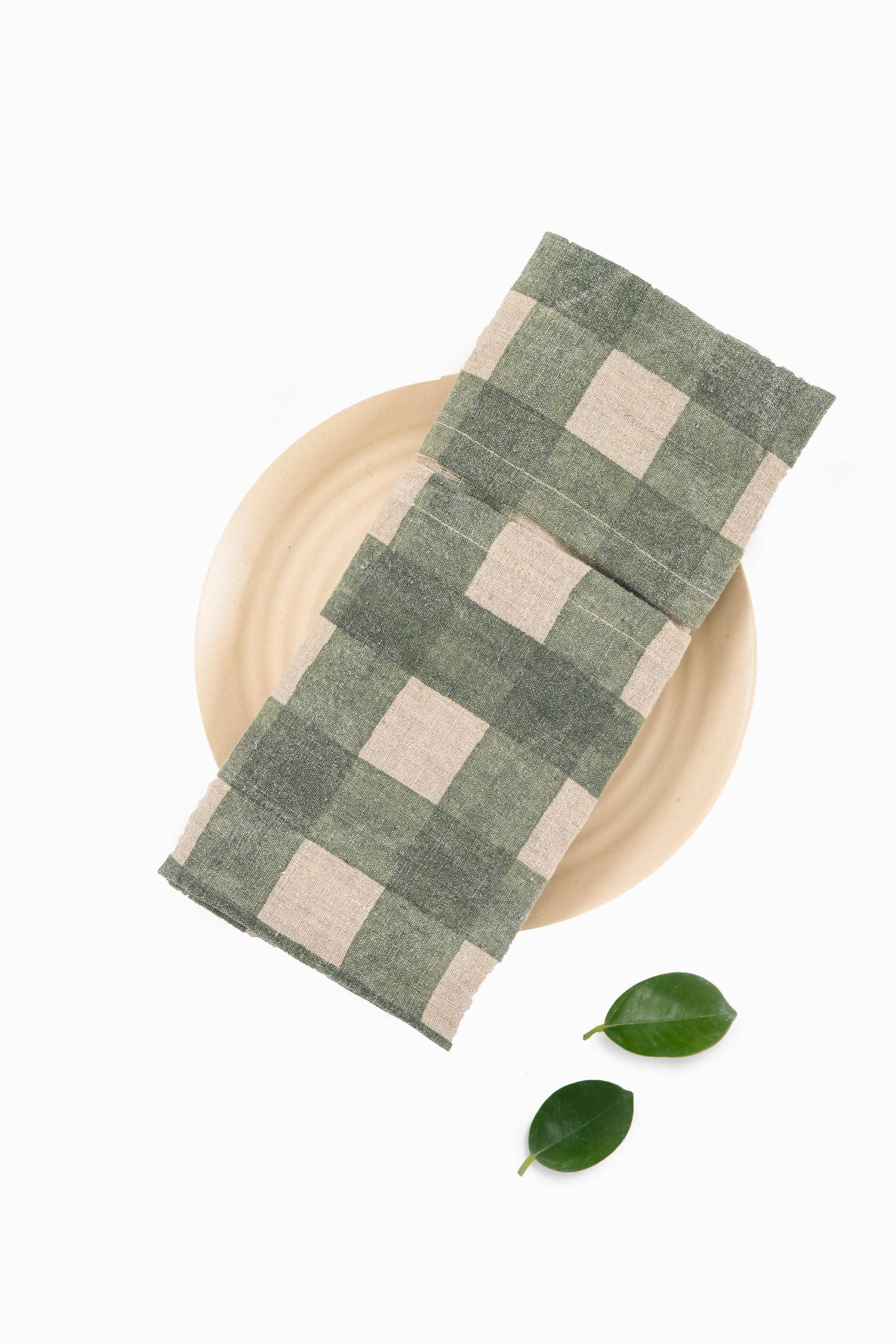 Live Linen - Wholesale Dinner & Cloth Napkin - Minimalist Linen Olea Napkin – Block Print1