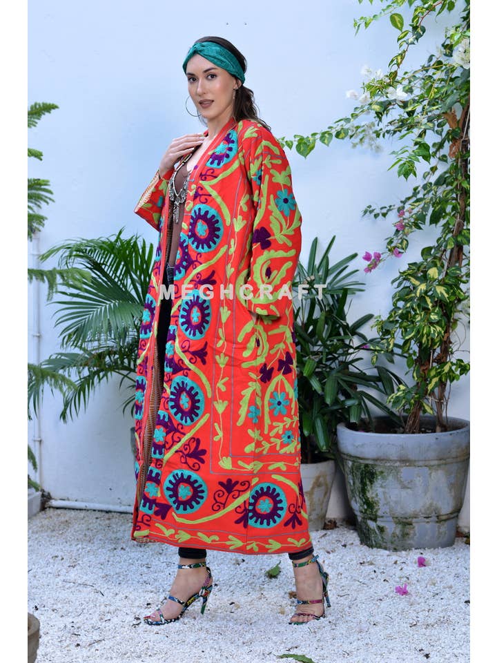 Meghcraft - Wholesale Kimono - Women's - Exclusive Suzani Embroidered Kimono robe