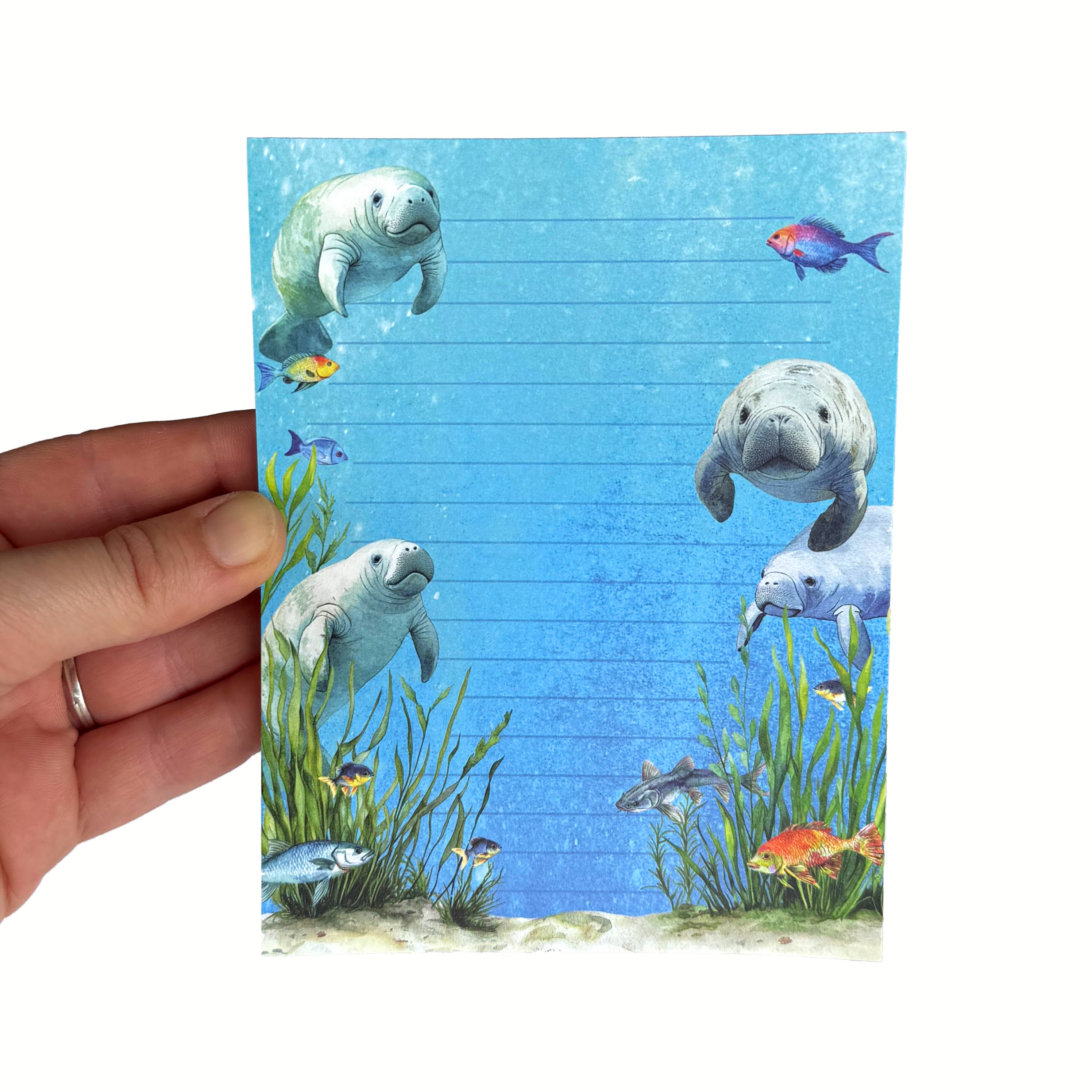Art by Sharell - Wholesale Notepad - Manatee Notepad, 50 sheets, 4.25" x 5.5" Florida Stationery