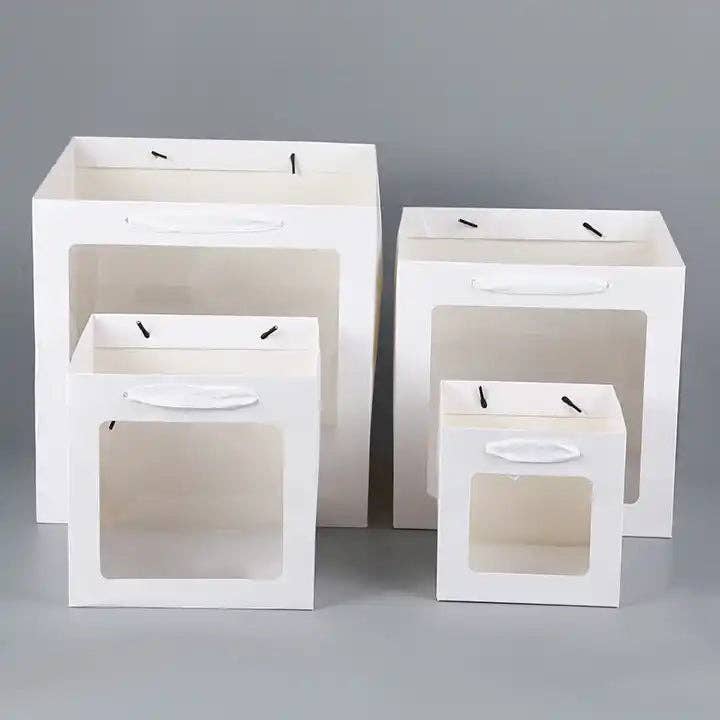 Elegant Design Supply - Wholesale Gift Bag - Cube Window Kraft Flower/Gift Bag12