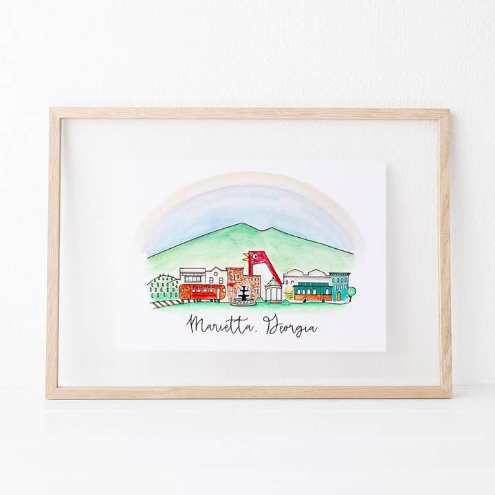 Marietta, Georgia - Lámina artística para venta al por mayor de Natty Michelle Paperie