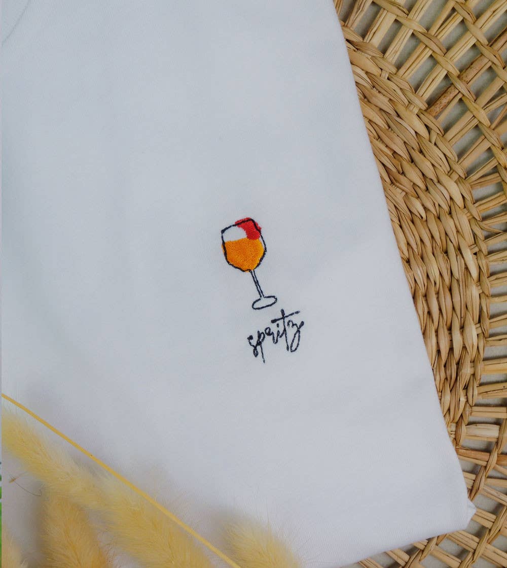 White Embroidered T-shirt - Spritz Cocktail for wholesale on Faire