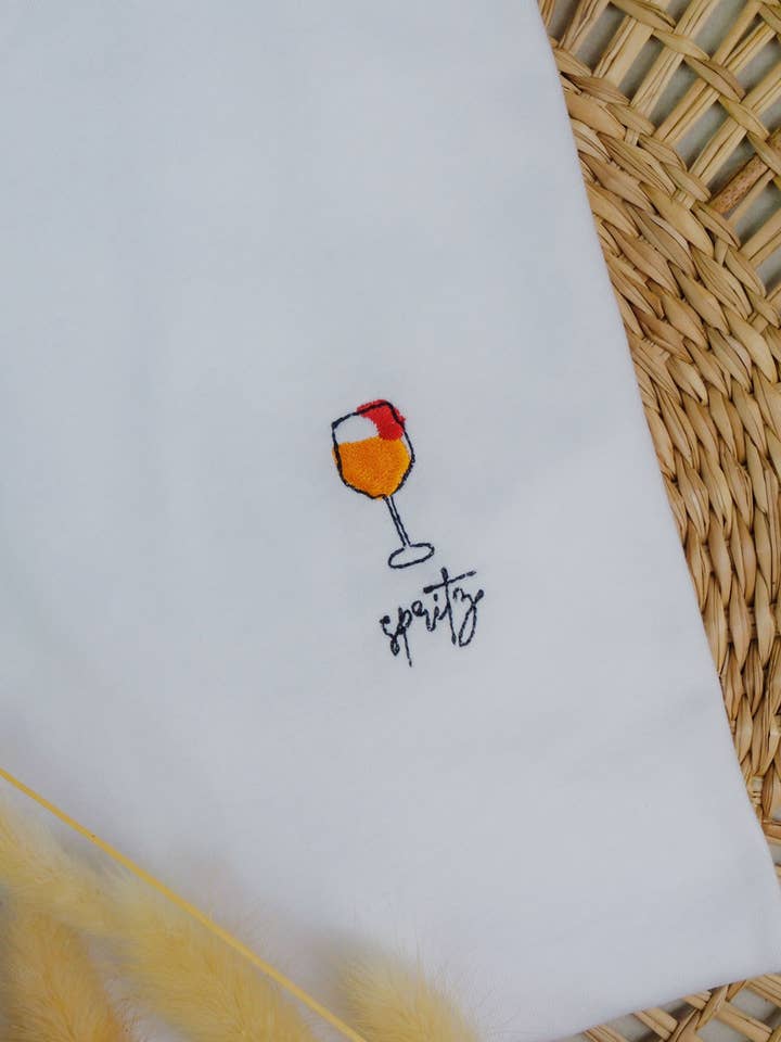 White Embroidered T-shirt - Spritz Cocktail for wholesale on Faire0