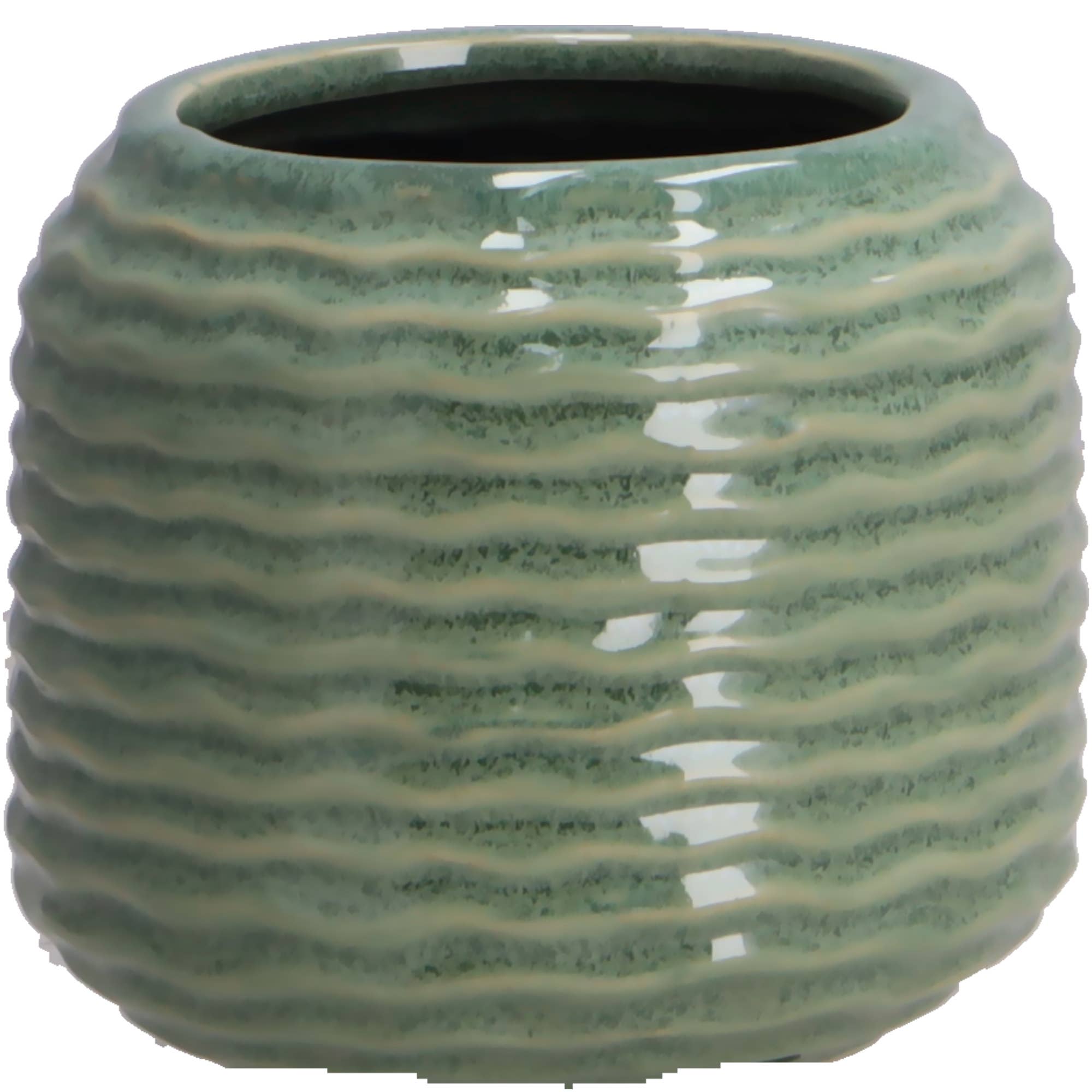 Vosteen – Großhandel Blumentopf – Keramik Kübel Dune, D11,5cm, H9cm, Für To7, Grün0