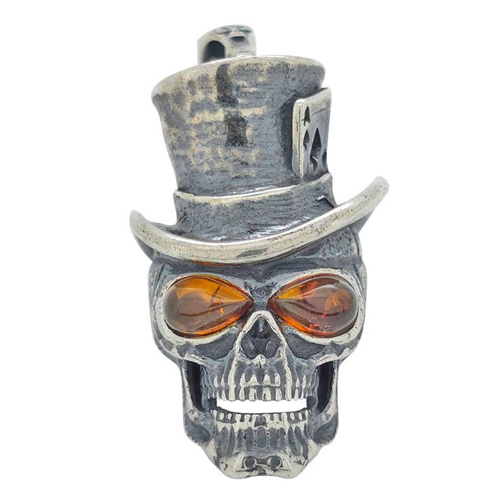 Alice In Wonderland Mad Hatter Skull Pendant for wholesale by Amberman