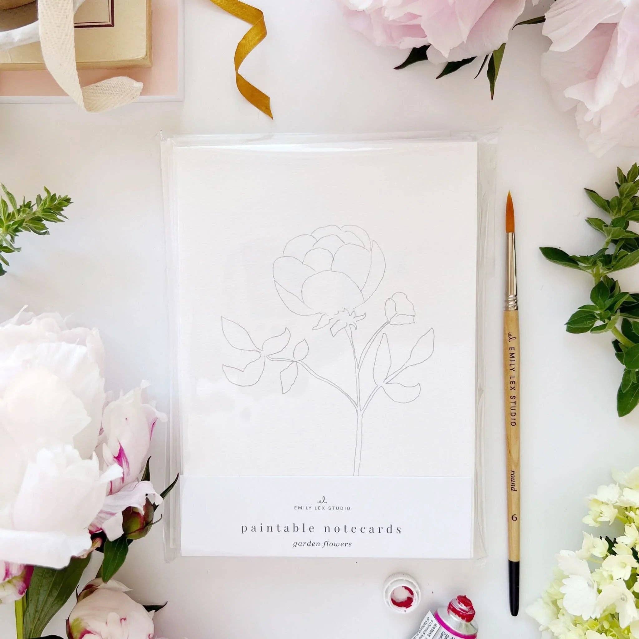 emily lex studio - Wholesale Stationery/Notecard Set - garden flowers paintable watercolor notecard set1