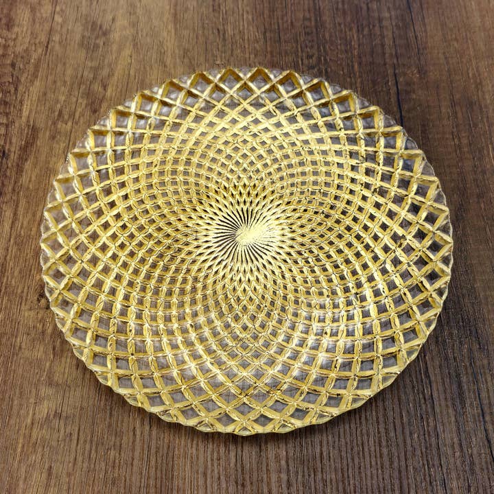 PAVO Gilded Glass Dinner Plate for wholesale by RED POMEGRANATE COLLECTION