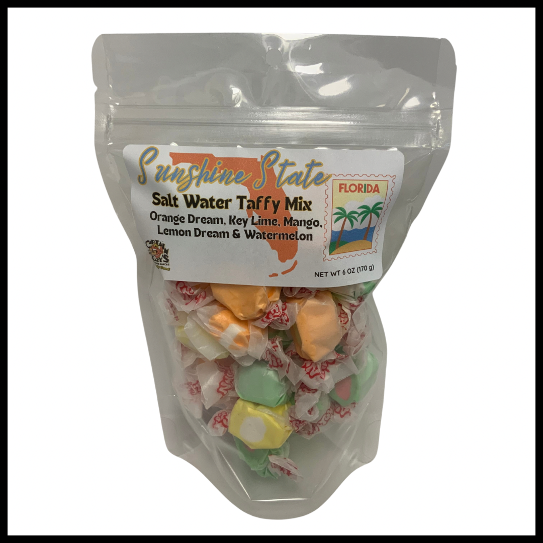 Captain Crazy’s Nuts and Fine Snacks - Wholesale Taffy - SALT WATER TAFFY Florida Sunshine State Mix1