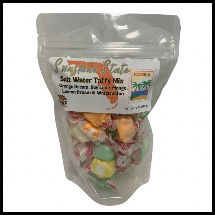 Captain Crazyās Nuts and Fine Snacks - Wholesale Taffy - SALT WATER TAFFY Florida Sunshine State Mix1