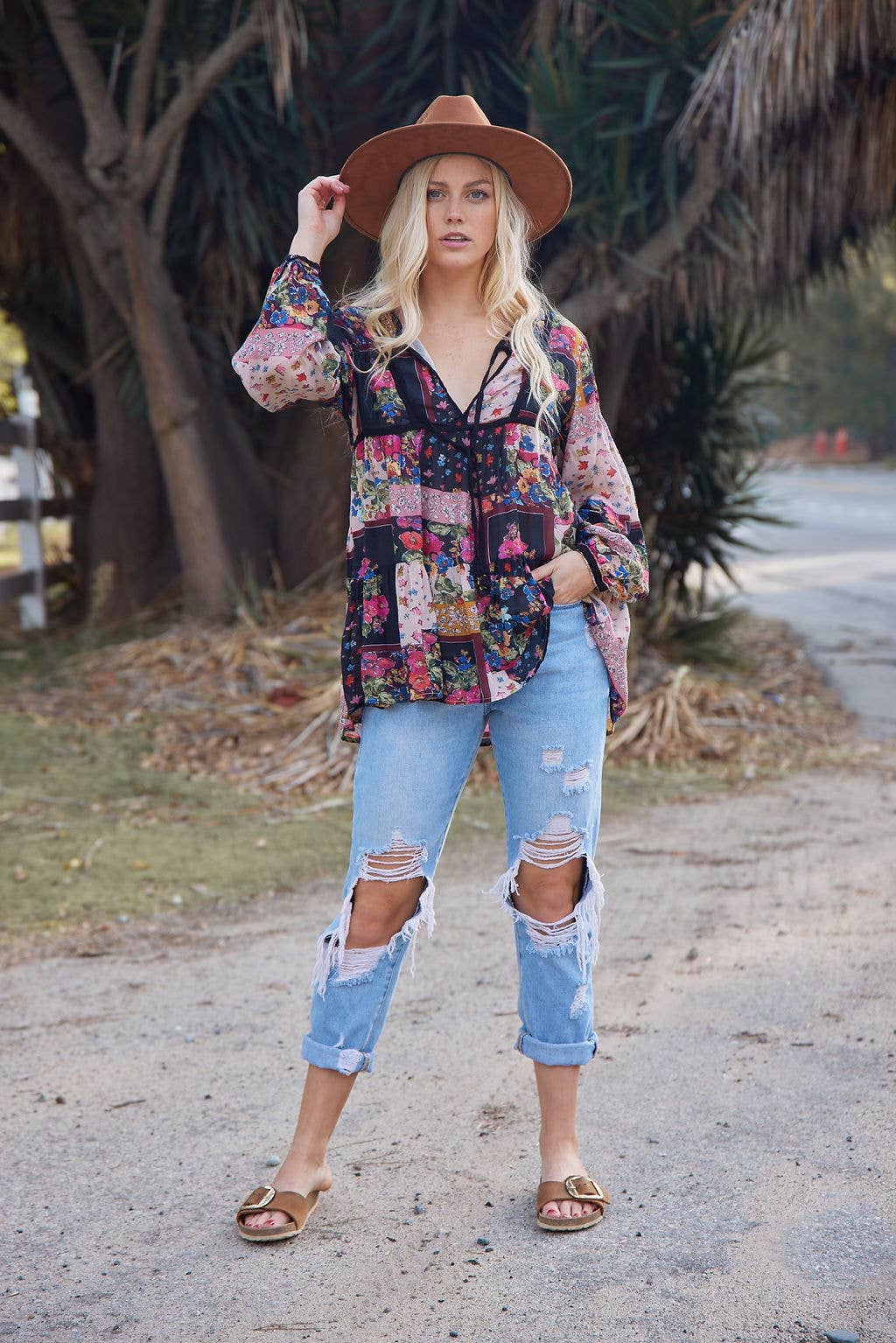 Blue Boheme – wholesale Blouse – Women’s – Luana Printed Blouse Patchwork Black1