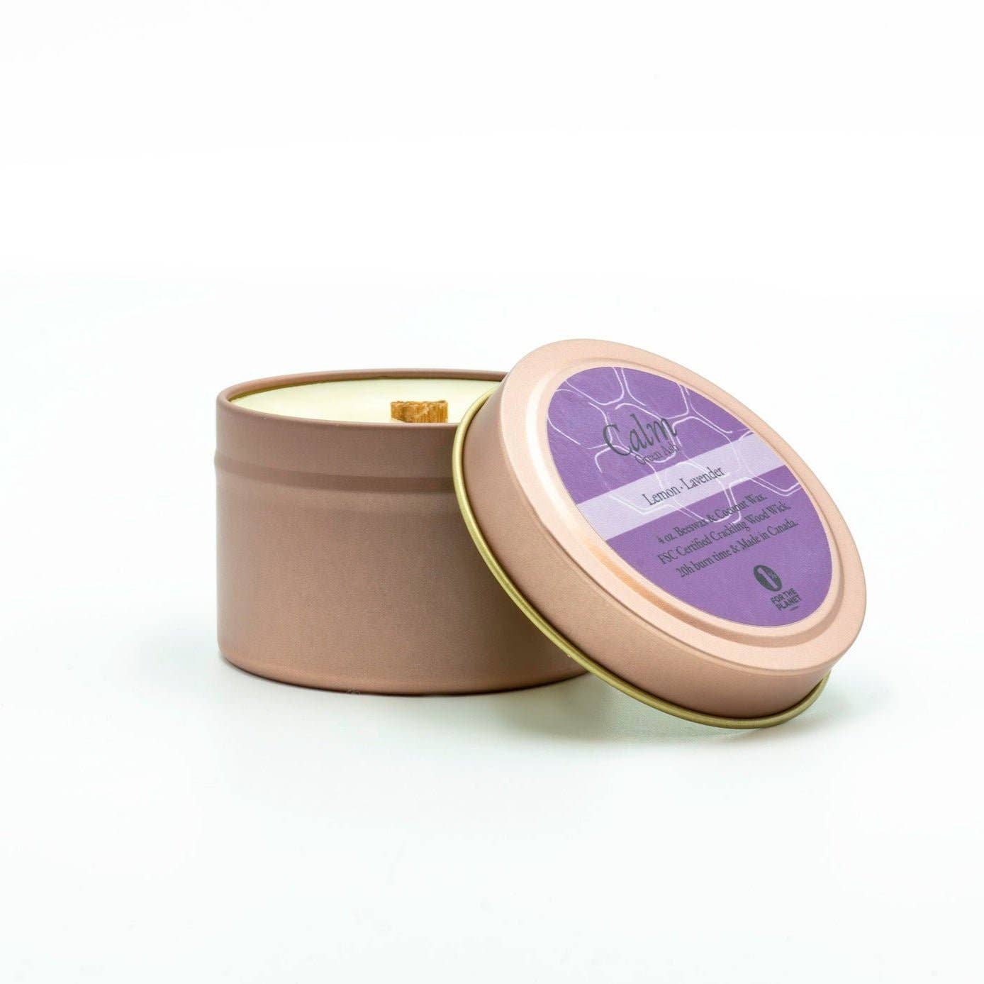 Green Ash Decor - Wholesale Travel Candles - 4 oz Rose Gold Travel Tin with Crackling Wooden Wick2