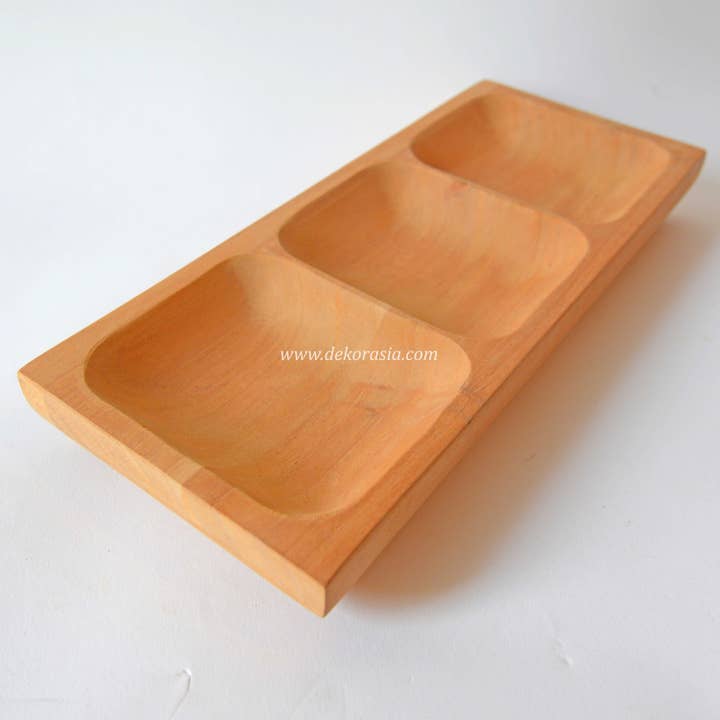 Dekor Asia Indonesia – wholesale Serving tray – Rectangular Tray with 3 Compartment, Wooden Serving Tray | Tableware | Free Shipping