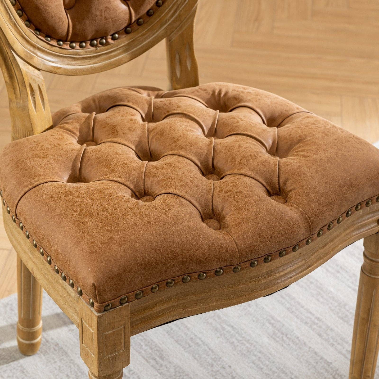 BlakOutlet - Vente Chaises - Ensemble de 2 chaises de salle à manger antiques en bois massif de style français10