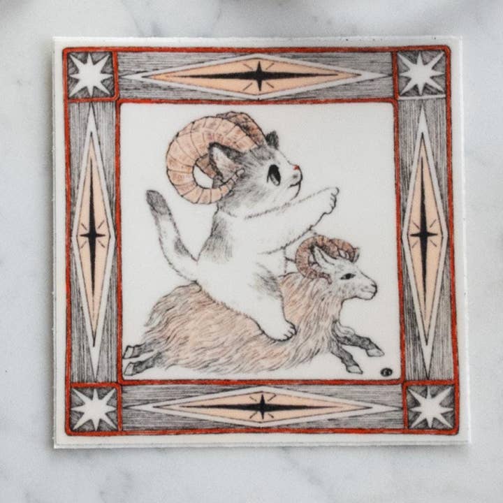 "Aries Zodiac Kitty" Vinyl Sticker for wholesale by Po Yan Leung