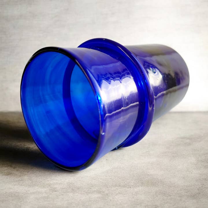 Recycled Handmade high ball glass tumbler in cobalt blue for wholesale by Aramica