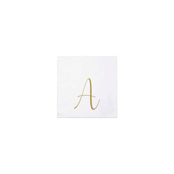 Papersoft Napkins Gold Monogram Cocktail Napkins (Pack of 20 for wholesale by VIETRI Inc.