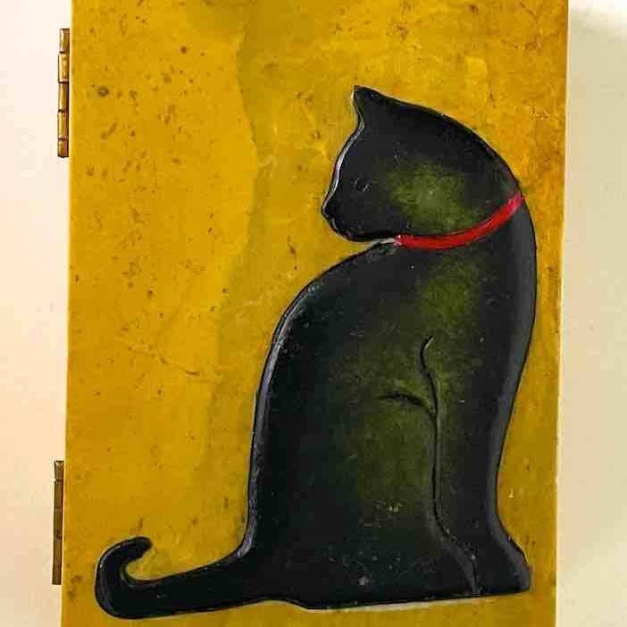 The Niger Bend – Großhandel Dekoschachteln – Katzen-Silhouette-Design — kleine rechteckige Speckstein-Schmuckschatulle