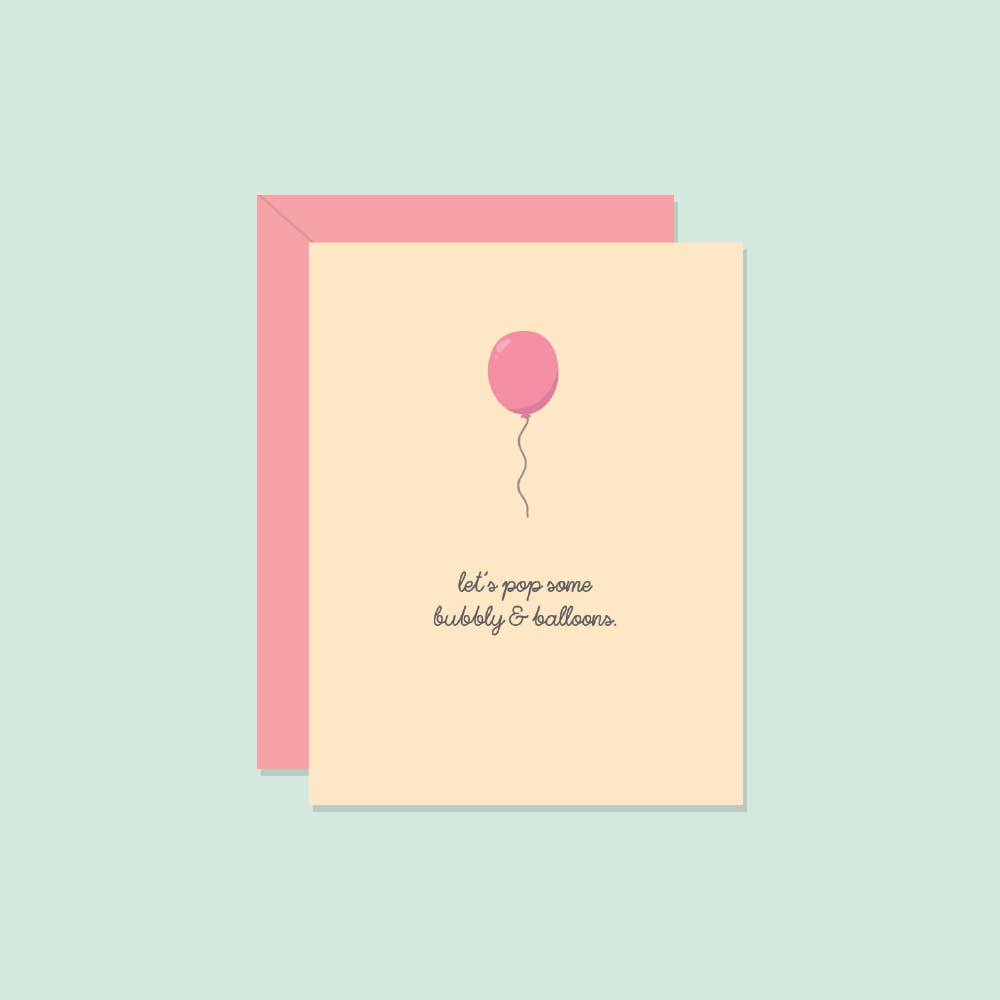 Paper Hearts™ - Wholesale Birthday Card - Let's Pop Bubbly & Balloons | Greeting Card