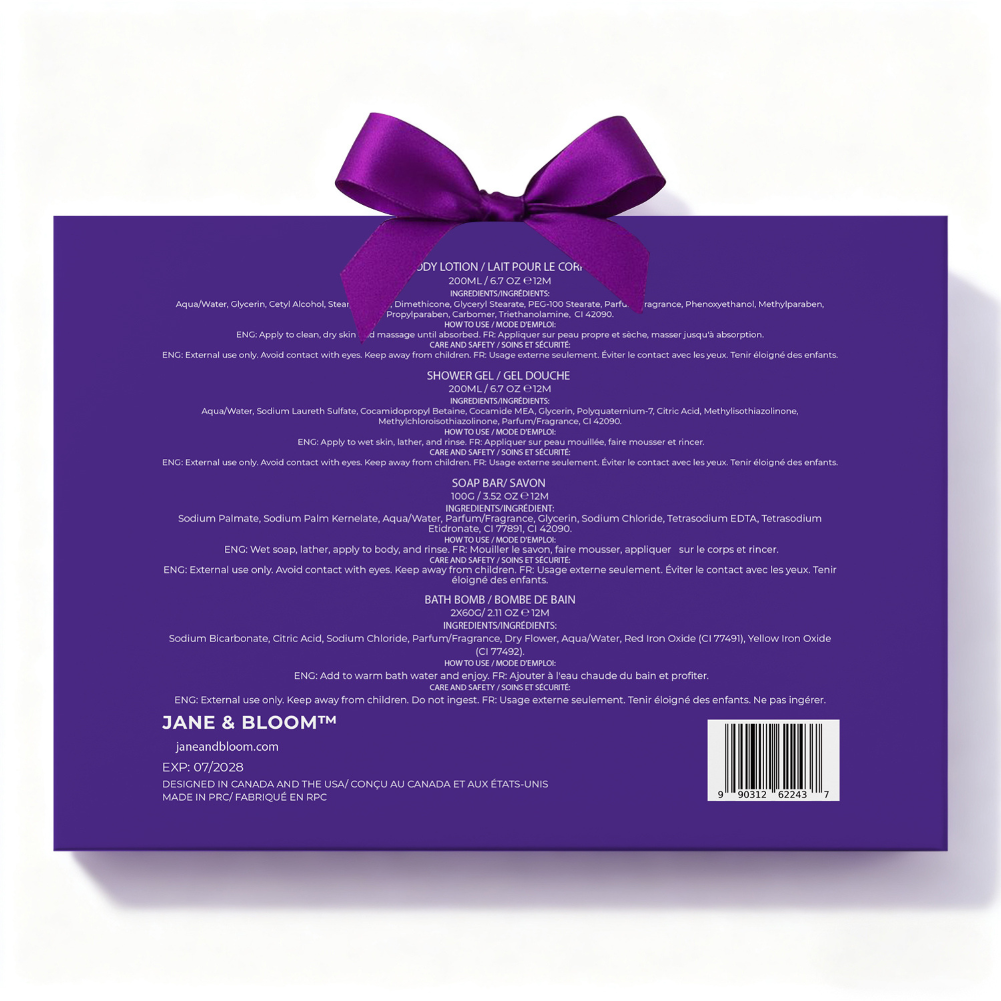 Jane and Bloom USA - Wholesale Bath & Body Set - Lavender & Bergamot Spa Gift Set For Sample (1 box)7